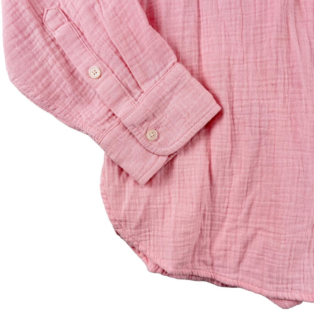 J Crew Gauze Button Up Women L NWT Pink Cotton Blouse Beach Preppy Coastal - Picture 5 of 7